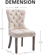 KCC Velvet Dining Chairs Set of 4, Upholstered High-end Tufted Dining Room Chair with Nailhead Back Ring Pull Trim Solid Wood Legs, Nikki Collection Modern Style for Kitchen, Beige