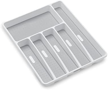 madesmart Classic Large Silverware Tray - White |Classic Collection | 6-Compartments| Kitchen Drawer Organizer | Soft-Grip Lining and Non-Slip Rubber Feet | BPA-Free (Pack of 6)