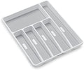 madesmart Classic Large Silverware Tray - White |Classic Collection | 6-Compartments| Kitchen Drawer Organizer | Soft-Grip Lining and Non-Slip Rubber Feet | BPA-Free (Pack of 6)