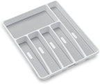 madesmart Classic Large Silverware Tray - White |Classic Collection | 6-Compartments| Kitchen Drawer Organizer | Soft-Grip Lining and Non-Slip Rubber Feet | BPA-Free (Pack of 6)