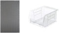Akro-Mils 36"x61" Steel Wall Mount Louvered Panel with 24-Pack of 5 x4 x3 AkroBins Stackable Plastic Storage Bins (Clear), Organization Bundle for Garage, Workshop, Classroom
