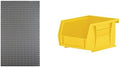 Akro-Mils 36"x61" Steel Wall Mount Louvered Panel with 24-Pack of 5 x4 x3 AkroBins Stackable Plastic Storage Bins (Yellow), Organization Bundle for Garage, Workshop, Classroom