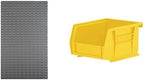 Akro-Mils 36"x61" Steel Wall Mount Louvered Panel with 24-Pack of 5 x4 x3 AkroBins Stackable Plastic Storage Bins (Yellow), Organization Bundle for Garage, Workshop, Classroom