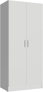 Madesa Kitchen Pantry Storage Cabinet with 2 Doors, Ample Shelf and Hanging Space 31 Inch Utility Armoire Organization Unit - White