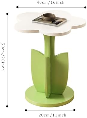 Flower Shaped Wood End Table, Cute Accent Side Table for Living Room & Bedroom, Small Coffee Table for Limited Spaces, 40x40x50cm (16x16x20inch)