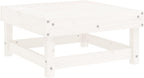 Outdoor Patio Footstool with Anthracite Cushion, White Solid Pine Wood Garden Ottoman, Modular Foot Rest for Deck Backyard Poolside
