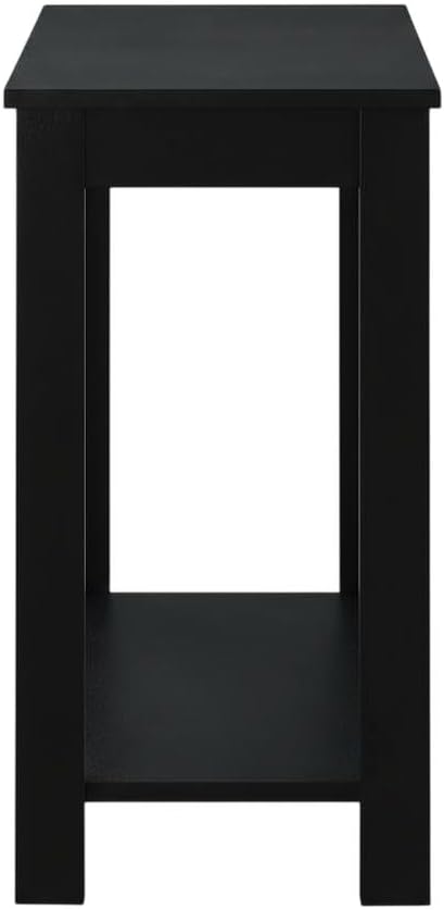 Furnifact Chairside End Table, Black Finish, Lower Shelf, MDF Material, Quick Easy Setup, Complement Any Existing Furnishings