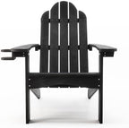 LUE BONA HDPS Adirondack Chairs Set of 4, Long-Lasting All-Season Outdoor Patio Chairs, Hidden Cup Holder, 350 LBS, Black