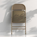 Nazhura Folding Chairs with Padded Vinyl Cushion Chairs with Comfortable Cushion and Durable Steel Frame for Home and Office, for Indoor and Outdoor Events (Kahki, Vinyl, 4 Pack)