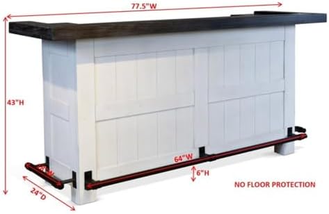 Pemberly Row 78" Farmhouse Wood Bar Unit with Foot Rail, Adjustable Shelves, Removable Wine Rack, Stemware Storage, in Espresso Finish