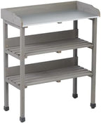 Multi-Functional Patio Storage Cabinet, 3-Tier Outdoor Potting Bench with Adjustable Support Feet & Tool Hooks,for Indoor Outdoor Multipurpose Use,Grey