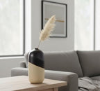 Young's Inc Ceramic Black Dipped Vase for Modern Home Decor, 10.04" Tall, Elegant Minimalist Flower Vase, Beige and Black Ceramic Accent for Living Room, Office, and Contemporary Home Spaces