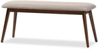 Baxton Studio Flora Mid-Century Modern Light Grey Fabric and Oak Medium Brown Finishing Wood Dining Bench