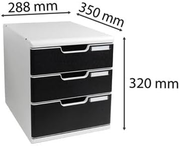 Exacompta Modulo A4 Office, 3 Closed Drawers - Light Grey/Black