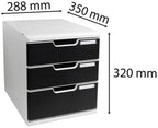Exacompta Modulo A4 Office, 3 Closed Drawers - Light Grey/Black