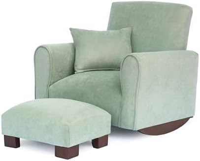 Toddler Personalized Armchair, Kids Upholstered Rocking Chair with Personalization, Toddler Chair with Personalized Name, Comfy Child Armchair, (Seafoam Green Suede, Rockers)