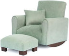 Toddler Personalized Armchair, Kids Upholstered Rocking Chair with Personalization, Toddler Chair with Personalized Name, Comfy Child Armchair, (Seafoam Green Suede, Rockers)