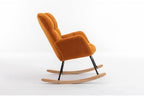 Rocking Chair, Upholstered Teddy Fabric Glider Chair with Thick Cushion, Lounge Accent Armchair with High Backrest, Accent Rocking Chairs for Living Room, Bedroom, Orange