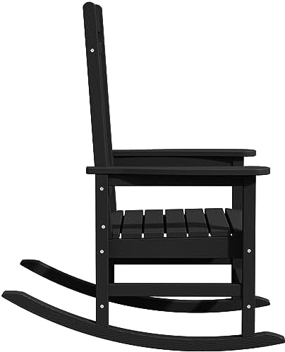 KINGYES Oversized Outdoor Rocking Chair Set of 2, High Density Polyethylene Patio Rocking Chairs with 350lbs Support for Adults,Porch Recliner Rocker, Black