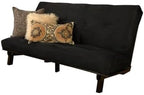Kodiak Furniture Carson Full Size Futon Frame and Mattress Set - Java Brown Finish Wood Futon Frame with Mattress Included in Suede Black Color