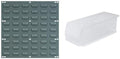 Akro-Mils 18"x19" Steel Wall Mount Louvered Panel with 12-Pack of 15 x5 x5 AkroBins Stackable Plastic Storage Bins (Clear), Organization Bundle for Garage, Workshop, Classroom
