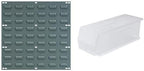 Akro-Mils 18"x19" Steel Wall Mount Louvered Panel with 12-Pack of 15 x5 x5 AkroBins Stackable Plastic Storage Bins (Clear), Organization Bundle for Garage, Workshop, Classroom