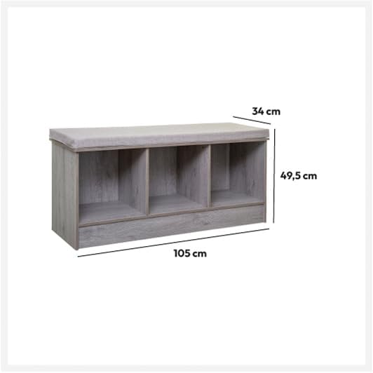 5 five simply smart Bench 3 Compartments Oak Effect Grey Mix N' Modul