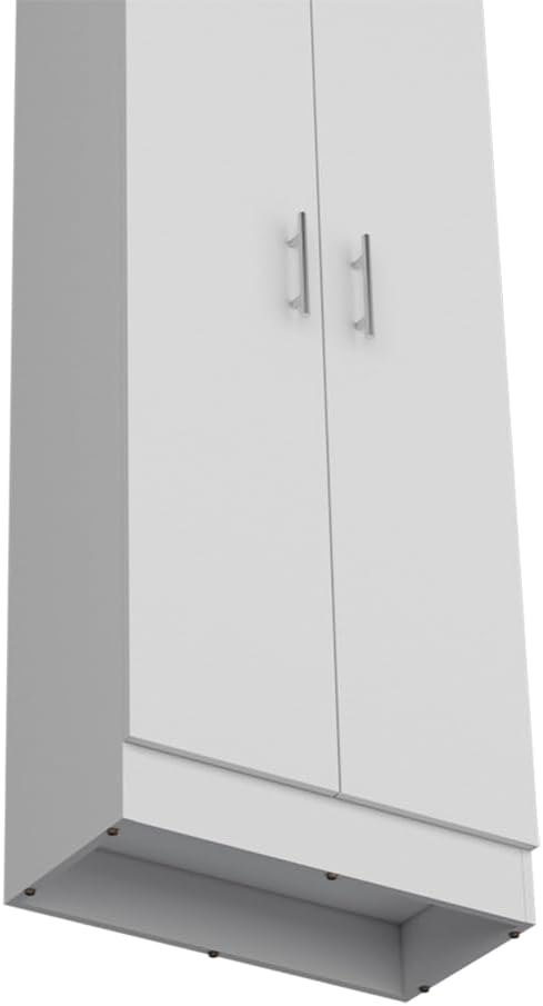 23.6" D*11.9" W*66.8" H Freestanding Kitchen Pantry with 4 Shelves, Double Door, Rectangular Storage Cabinet, Modern Minimalist, for Living Room, Dining Room, White