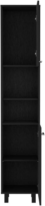 Mid-Century Kitchen Pantry, Storage Cabinet Two Open Storage Shelves, Three Internal Shelves,for Kitchen Home