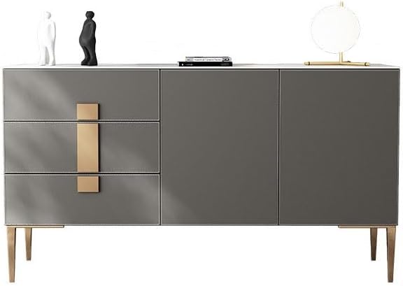 Entryway Cabinet Saddle Leather Rock Plate Dining Side Storage Cabinet Modern Bedroom Furniture Home Entrance Decoration Sideboard Storage Cabinet(180x40x85cm)