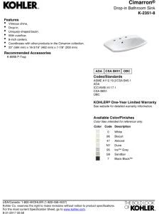 KOHLER K-2351-8-7 Cimarron Self-Rimming Bathroom Sink, Black Black