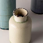 Small Ceramic Vase Set of 3, Wide Mouth Color Vases Bulk Lot for Boho, Flower, Centerpieces, Farmhouse Pampas Grass, Living Room, Bedroom, Home Decor and Dining Table Decoration, Brown