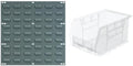 Akro-Mils 18"x19" Steel Wall Mount Louvered Panel with 12-Pack of 9 x6 x5 AkroBins Stackable Plastic Storage Bins (Clear), Organization Bundle for Garage, Workshop, Classroom