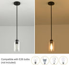 3 Pack Black Pendant Lights Kitchen Island, Modern Industrial Matte Black Hanging Light Fixtures, Adjustable Downrod Farmhouse Glass Pendant Lighting for Dining Room Bedroom Hallway Entryway