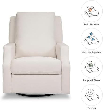 Namesake Crewe Glider Recliner Nursery Chair - GREENGUARD Gold & Certi-PUR US Certified Rocker Recliner - Glider Rocking Chair for Nursery & Living Room - Manual, 360° Swivel, Performance Cream