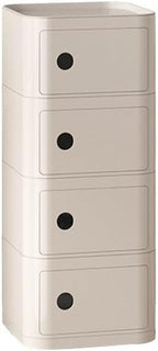 Square Night Stand with Magnetic Door, Plastic Stackable Small Storage Cabinet, Modern Simple Side Table with Round Handle for Living Room(White,Large)