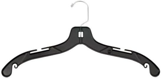 NAHANCO 2505HU Middle Heavy Weight Plastic Shirt Hanger, 17", Black with Chrome Hook (Pack of 50), Made in USA