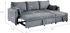 Sectional Sleeper Sofa with Pull Out Bed, L Shape Convertible Sofa Bed Couch with Storage Chaise, 3 in 1 Pull Out Sofa Bed with 3 Seats for Living Room,Apartment, Gray, 85Inch