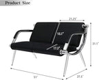 Kinfant Waiting Room Chair- Office Reception Furniture with Armrest and PU Leather Cushion, Office Guest Chair for Waiting Room Airport Hospital Bank Lobby, Black (2-seat*3)