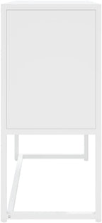 White Steel Sideboard with Adjustable Levelers, Modern Rectangular Storage Cabinet for Living Room and Dining Room, Sturdy Powder-Coated Steel Construction, Sleek Minimalist