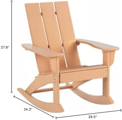 HDPE Shoreside Modern Rocking Poly Adirondack Chair (Set of 4),Teak