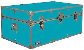 C&N Footlockers - Full-Size Happy Camper Trunk - #1 Summer Camp Trunk - Made in the USA - Steel Footlocker with Lid Stay - 32 x 18 x 13.5 Inches (Royal Blue)