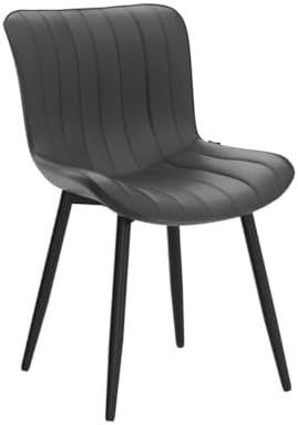 YOUNUOKE Dining Chairs Set of 2 Mid-Century Modern Kitchen Chair Black | Faux leather upholstered with Back, fits dining living waiting room guest reception. Waterproof easy to clean assemble, 300lb