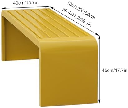 Weatherproof Backless Iron Park Bench for Kids, 39.4in Colorful Yellow Outdoor Seat for Garden, Playground Porch - Perfect Kindergarten Furniture