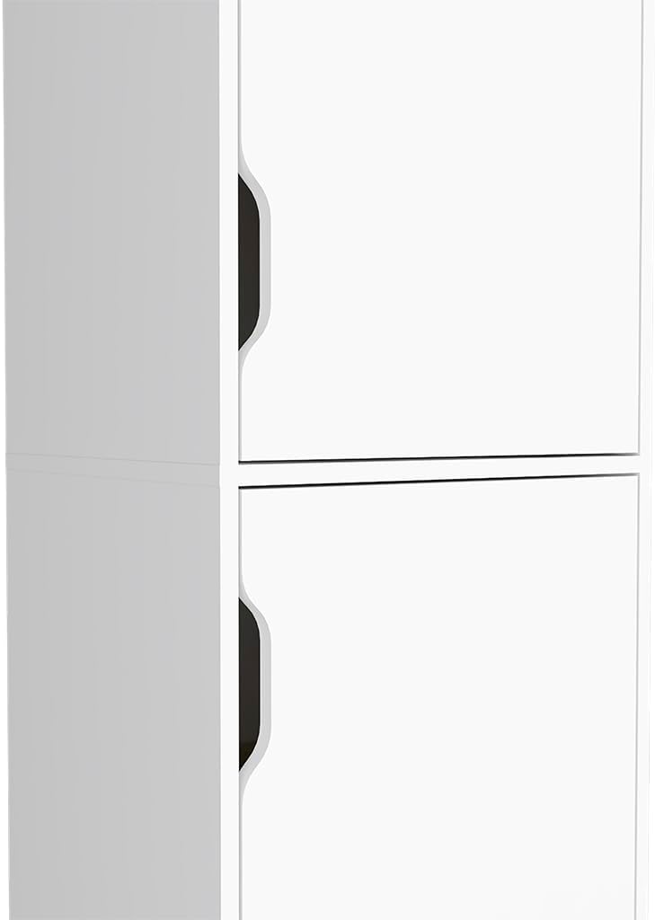 17.7" D*13.6" W*59.3" H Corner Freestanding Kitchen Pantry with 2 Shelves, 2 Single Doors, Rectangular Wood Storage Cabinet, Modern Minimalist, for Living Room, Dining Room, White