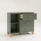 Storkcraft California 3 Drawer Combo Dresser, Olive with Driftwood | GREENGUARD Gold Certified, Interlocking Drawer System, Pre-Installed Drawer Tracks for Easier Assembly, Spacious Cabinet
