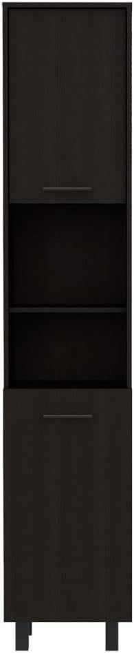 Mid-Century Kitchen Pantry, Storage Cabinet Two Open Storage Shelves, Three Internal Shelves,for Kitchen Home