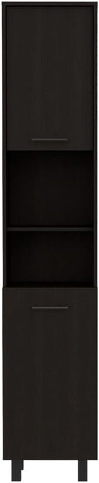 Mid-Century Kitchen Pantry, Storage Cabinet Two Open Storage Shelves, Three Internal Shelves,for Kitchen Home