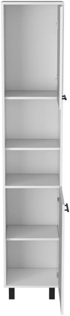 79" White Kitchen Storage Cabinet - 2 Open Shelves & 3 Internal | Pantry Organization, Dining Room
