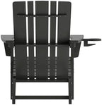 Flash Furniture Halifax Adirondack Chair with Cup Holder, Weather Resistant Poly Resin Adirondack Chair, Black